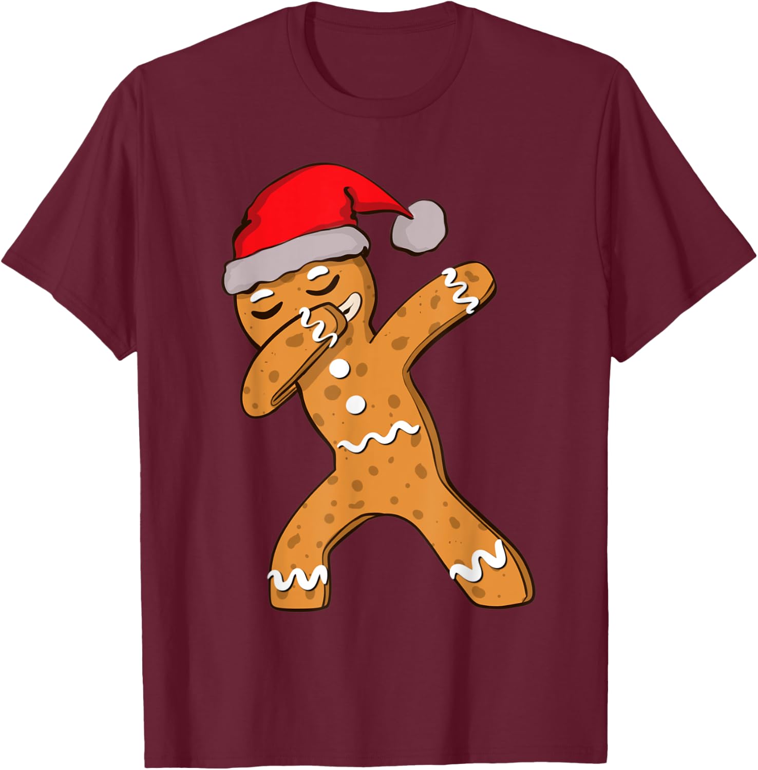 Kids Dabbing Dab Gingerbread Man Xmas Girls Boys Christmas T-Shirt - T-Shirt | Maroon