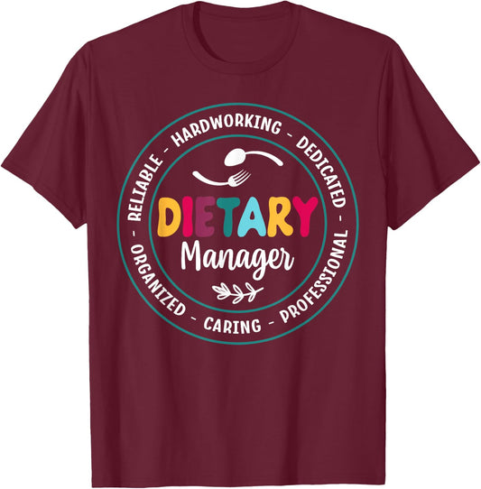 Cute Dietary Manager Appreciation T-Shirt - T-Shirt | Maroon