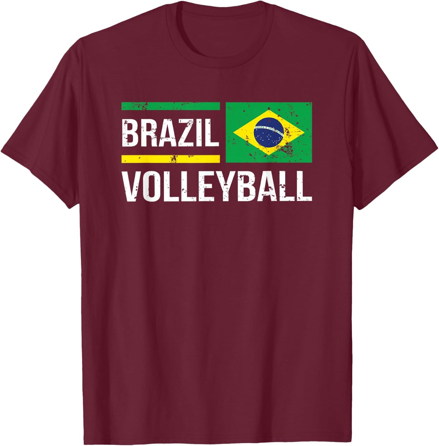 Brazil Volleyball Brasil Flag Supporter Pride Sport T-Shirt - T-Shirt | Maroon