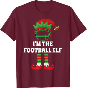 The Football Elf Matching Family Group Christmas Party Elf T-Shirt - T-Shirt | Maroon
