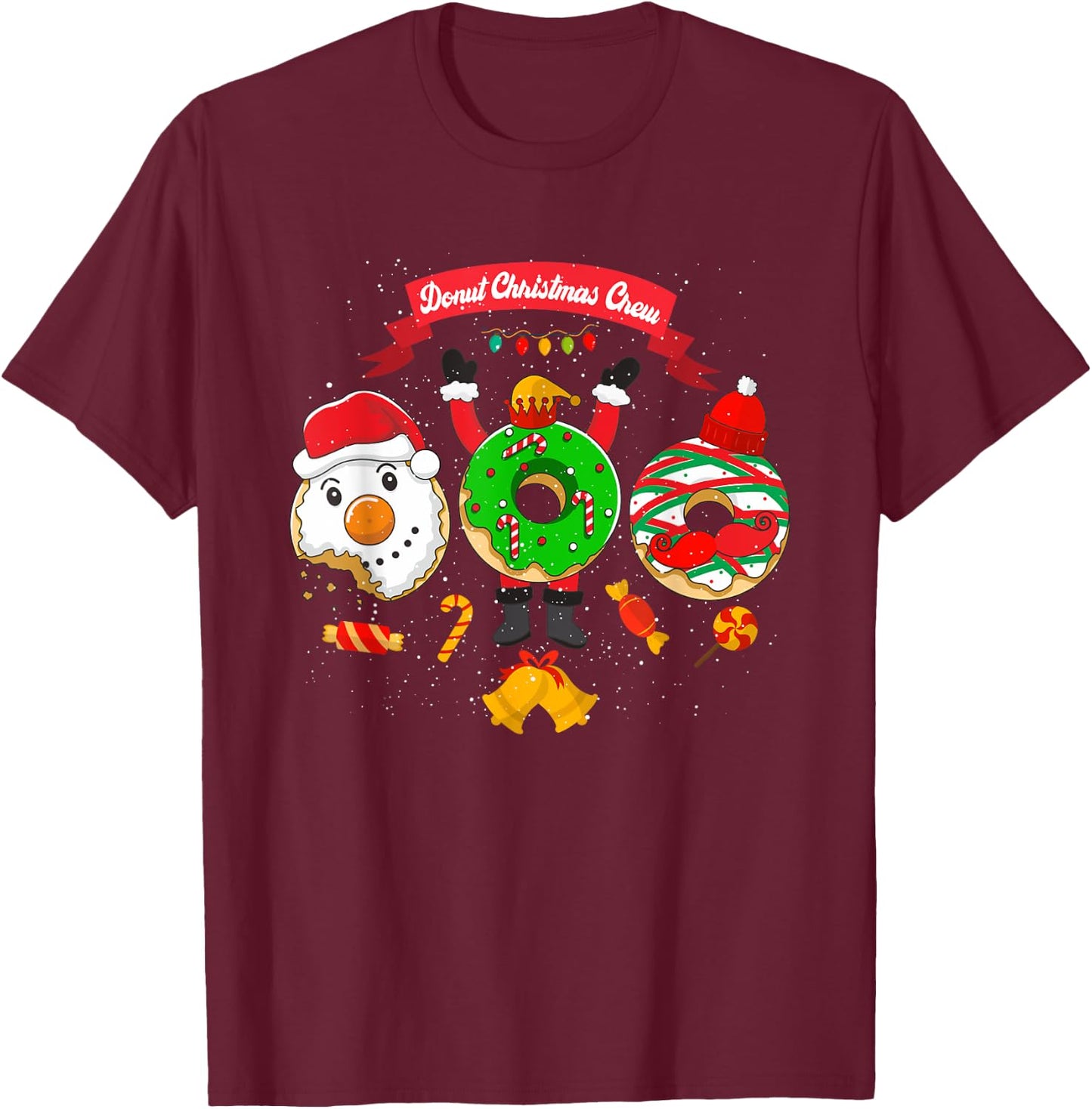 Donut Christmas Squad Pastry Chef Holiday Baking Donuts T-Shirt - T-Shirt | Maroon