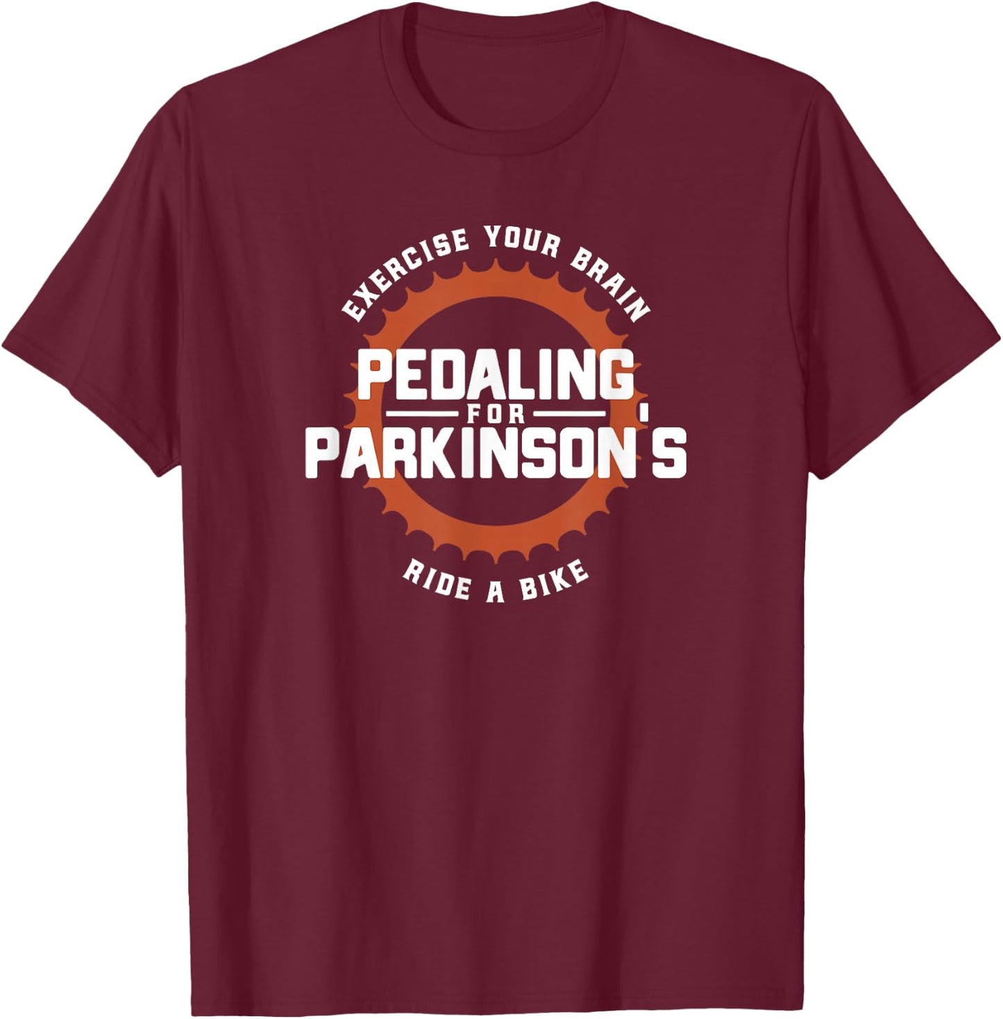 Pedaling For Parkinson's Apparel Black Vintage Bicycle Parkinson's Adult Small Short Sleeve Cotton 60% Polyester 40% T-Shirt - T-Shirt | Maroon