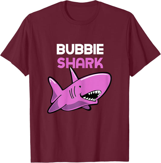 Bubbie Shark Funny Family T-Shirt - T-Shirt | Maroon
