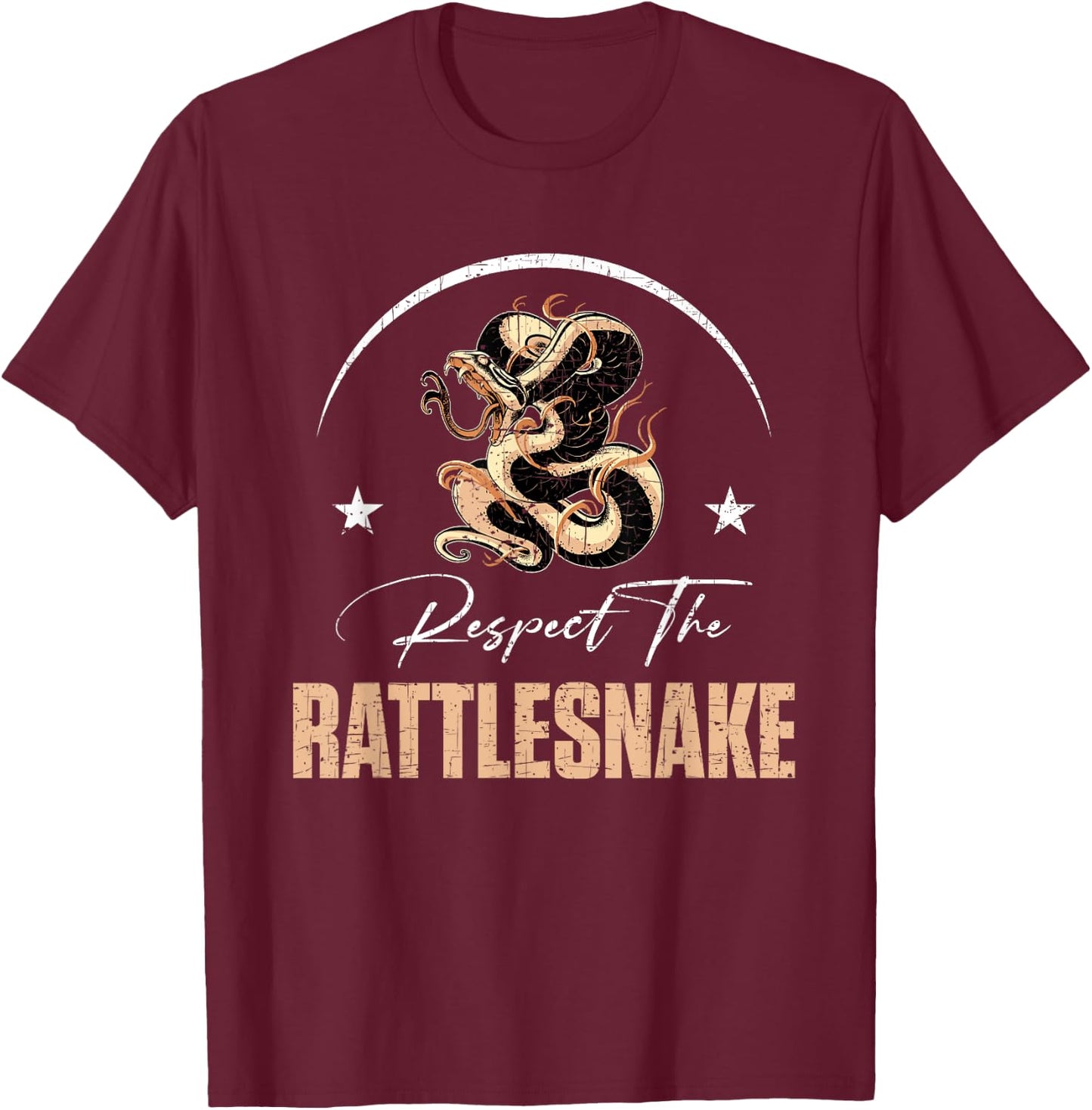 Respect The Rattlesnake Apparel | Funny Rattlesnake Hunting T-Shirt - T-Shirt | Maroon
