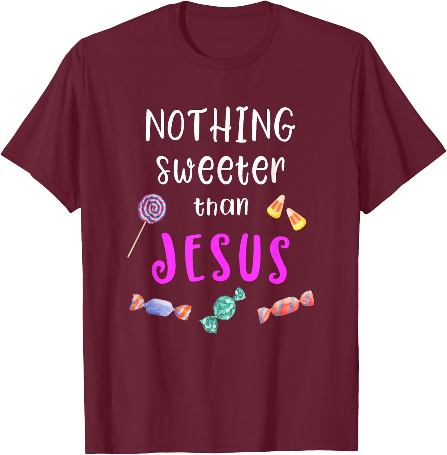 Cute Christian Gift, Jesus Trunk Or Treat Candy T-Shirt - T-Shirt | Maroon