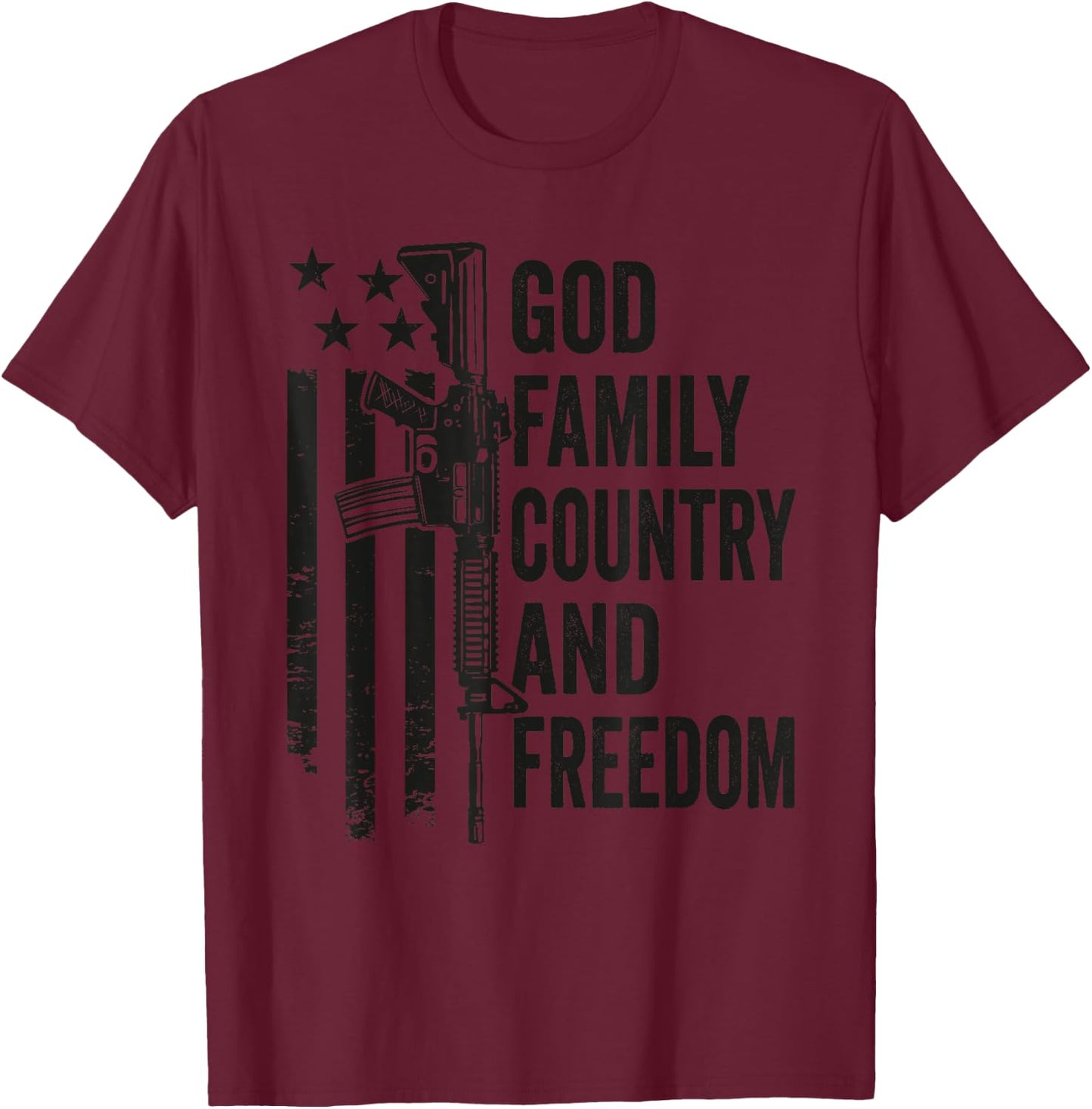 God Family Country Freedom - AR15 Pro Gun 2nd Amendment T-Shirt - T-Shirt | Maroon