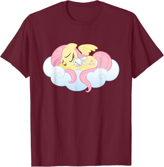 My Little Pony Fluttershy and Angel Bunny Sleeping T-Shirt - T-Shirt | Maroon