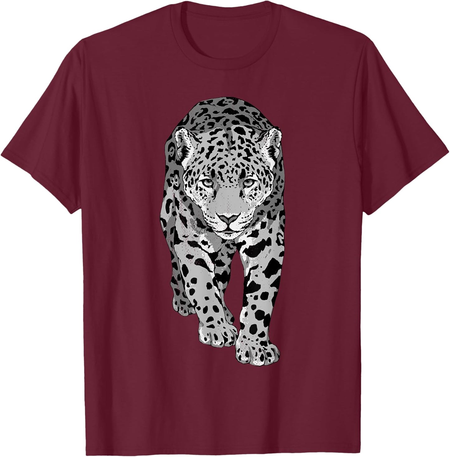 Cool Jaguar with powerful look with his beautiful eyes. T-Shirt - T-Shirt | Maroon