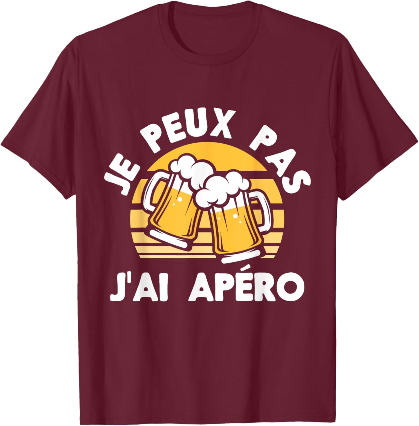 Je Peux Pas J'ai Aperitif Funny Beer Man T-Shirt - T-Shirt | Maroon