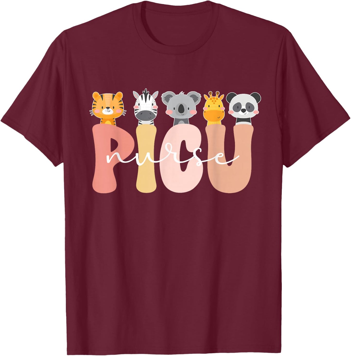 Cute PICU Nurse Pediatric Intensive Care Unit T-Shirt - T-Shirt | Maroon