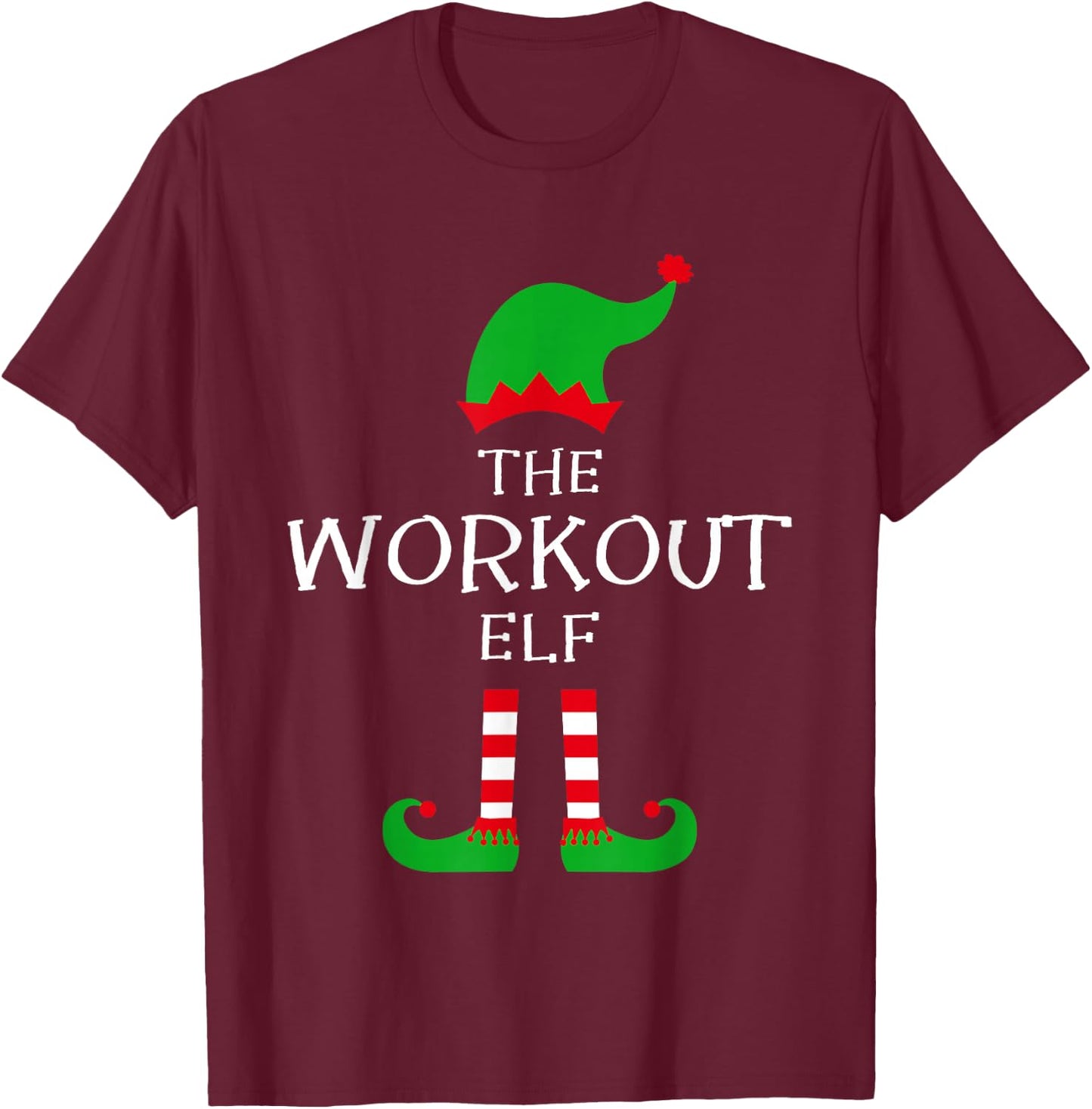 The Workout Elf Matching Family Group Idea Funny Christmas T-Shirt - T-Shirt | Maroon