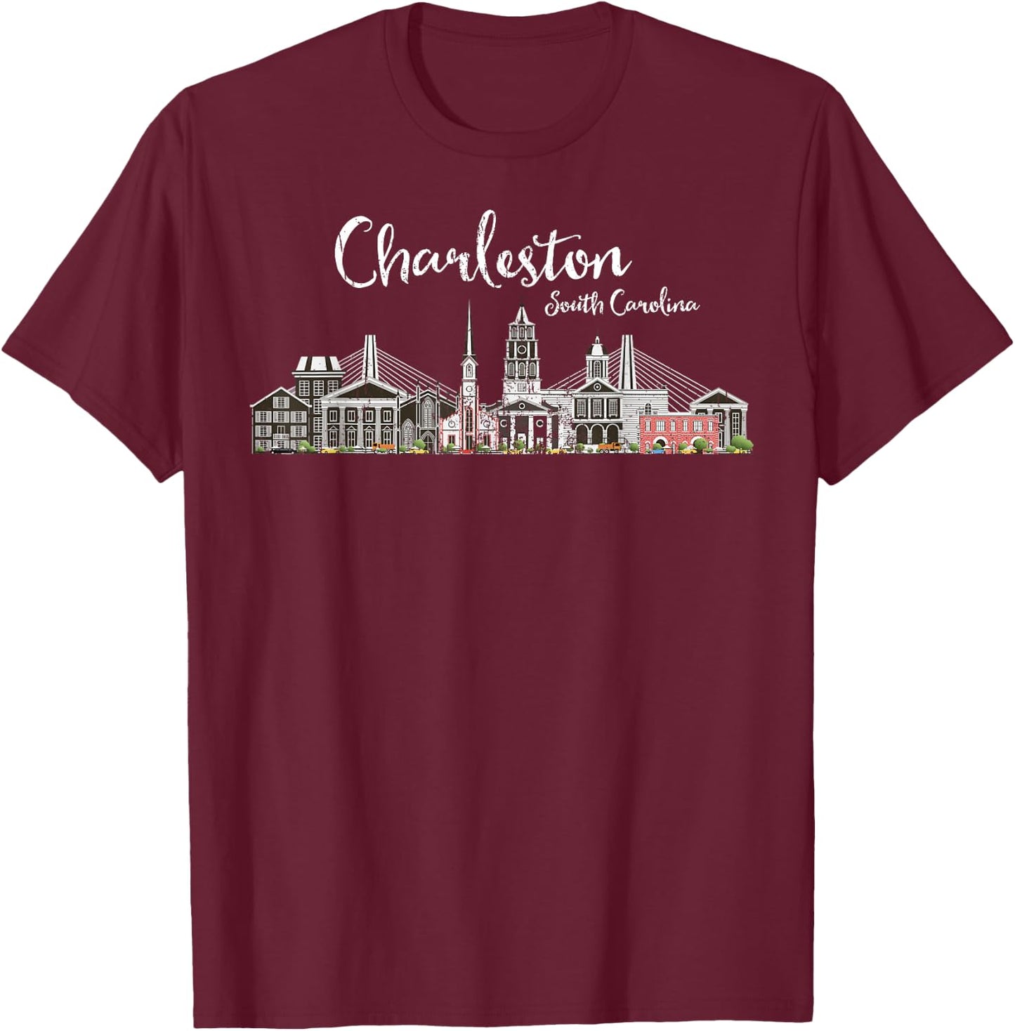 Charleston Palmetto Tree South Carolina Vacations Camping T-Shirt - T-Shirt | Maroon