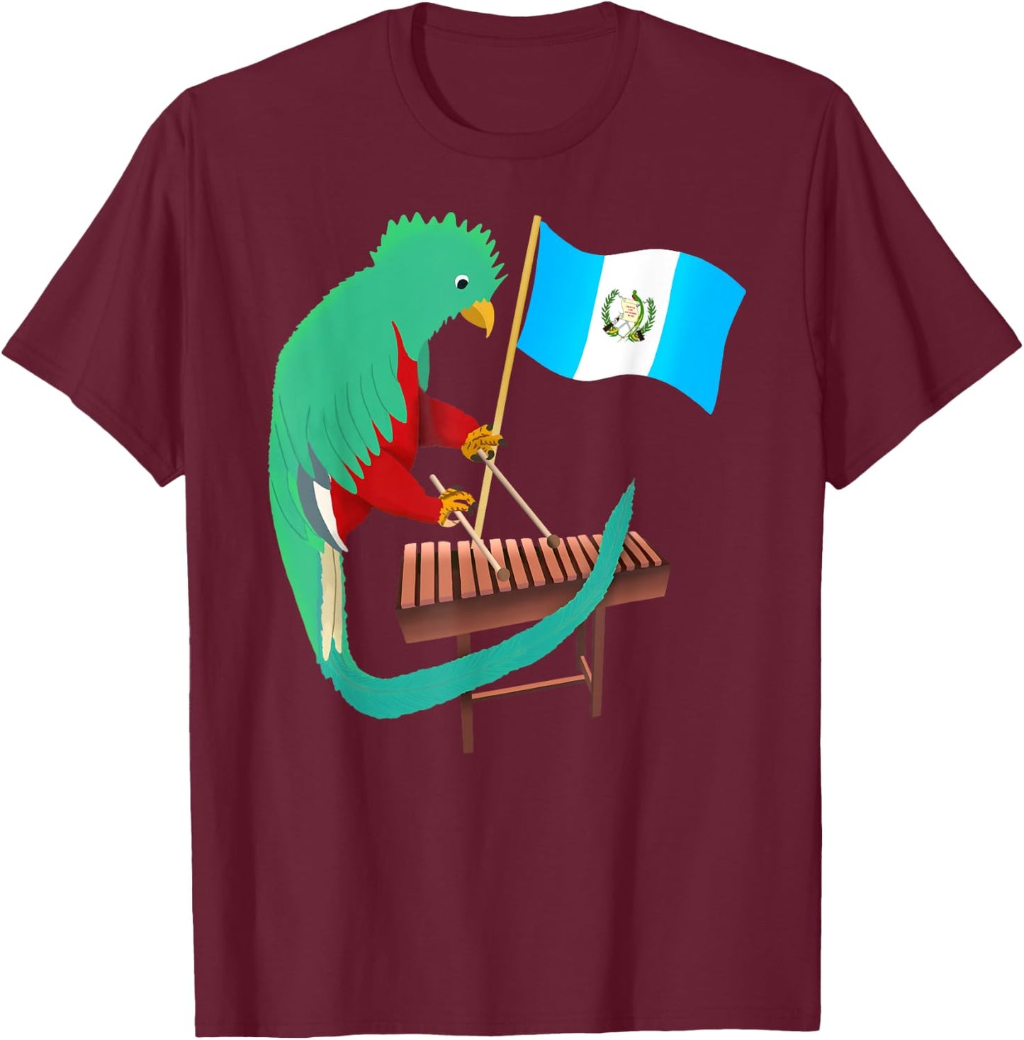 Guatemala Quetzal Chapin Antigua Guate Flag Tikal Marimba T-Shirt - T-Shirt | Maroon