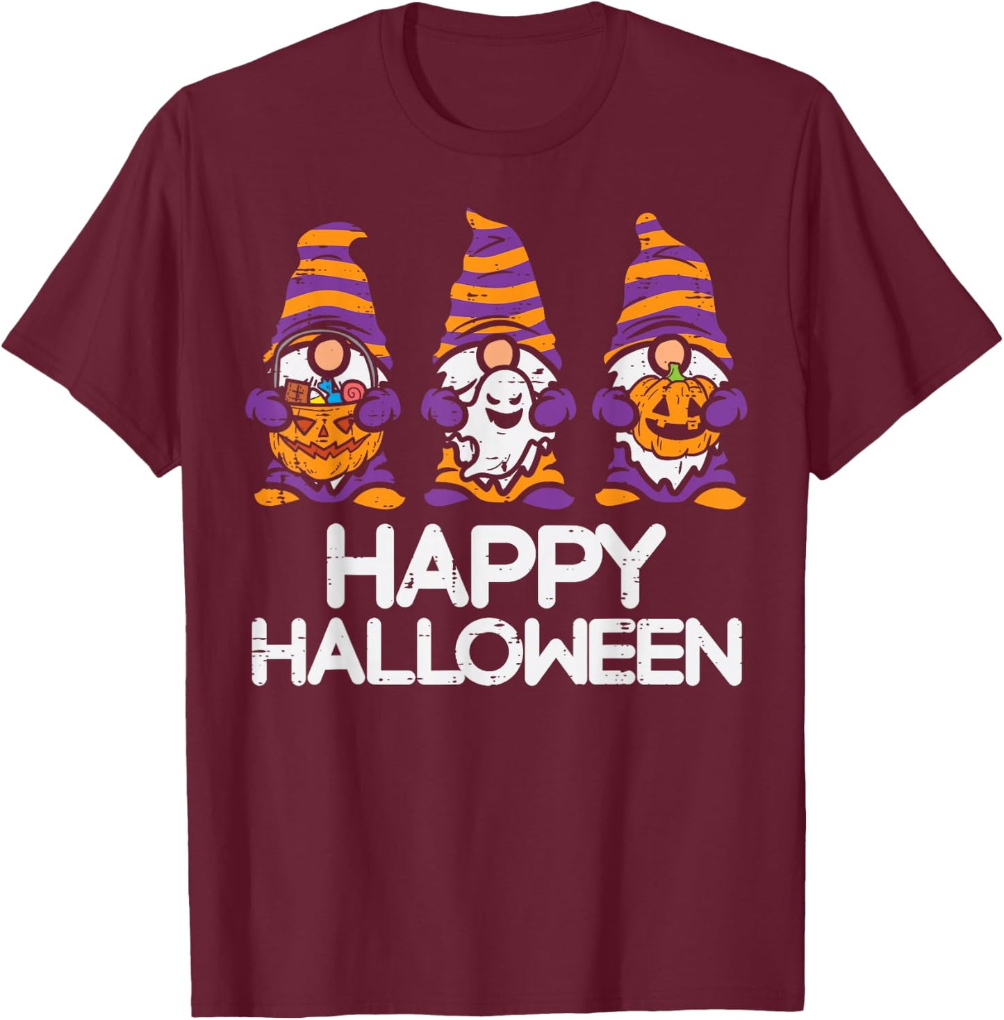 Nordic Gnomes Happy Halloween Costume Garden Men Women Kids T-Shirt - T-Shirt | Maroon