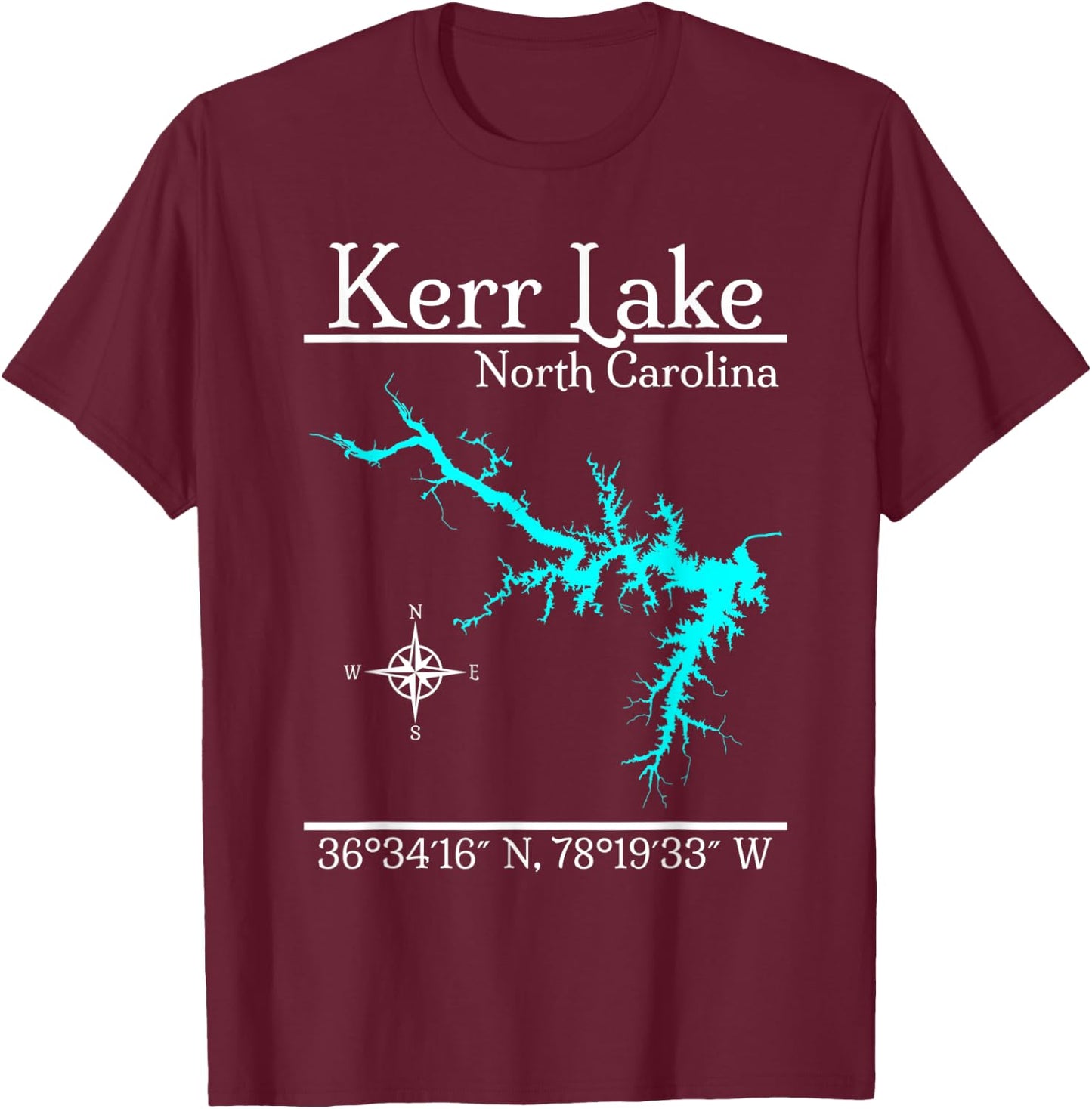 Kerr Lake - North Carolina T-Shirt - T-Shirt | Maroon