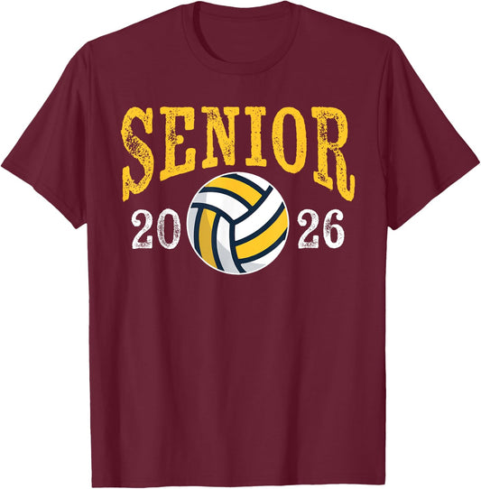 Senior 2026 Volleyball Mom Dad Grad Graduation Class Of 2026 T-Shirt - T-Shirt | Maroon