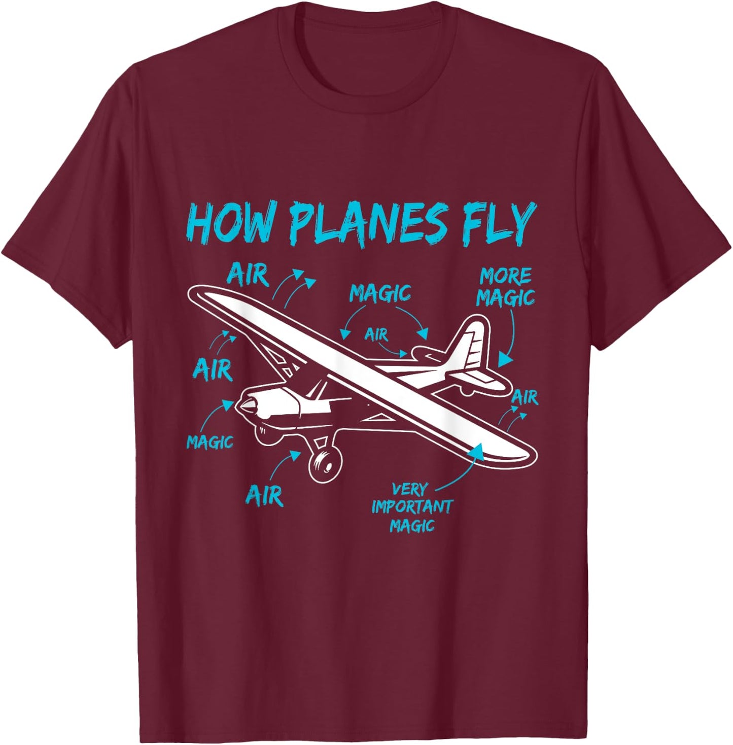 Funny Aviation t shirts How Planes Fly Kids Youth Pilot T-Shirt - T-Shirt | Maroon