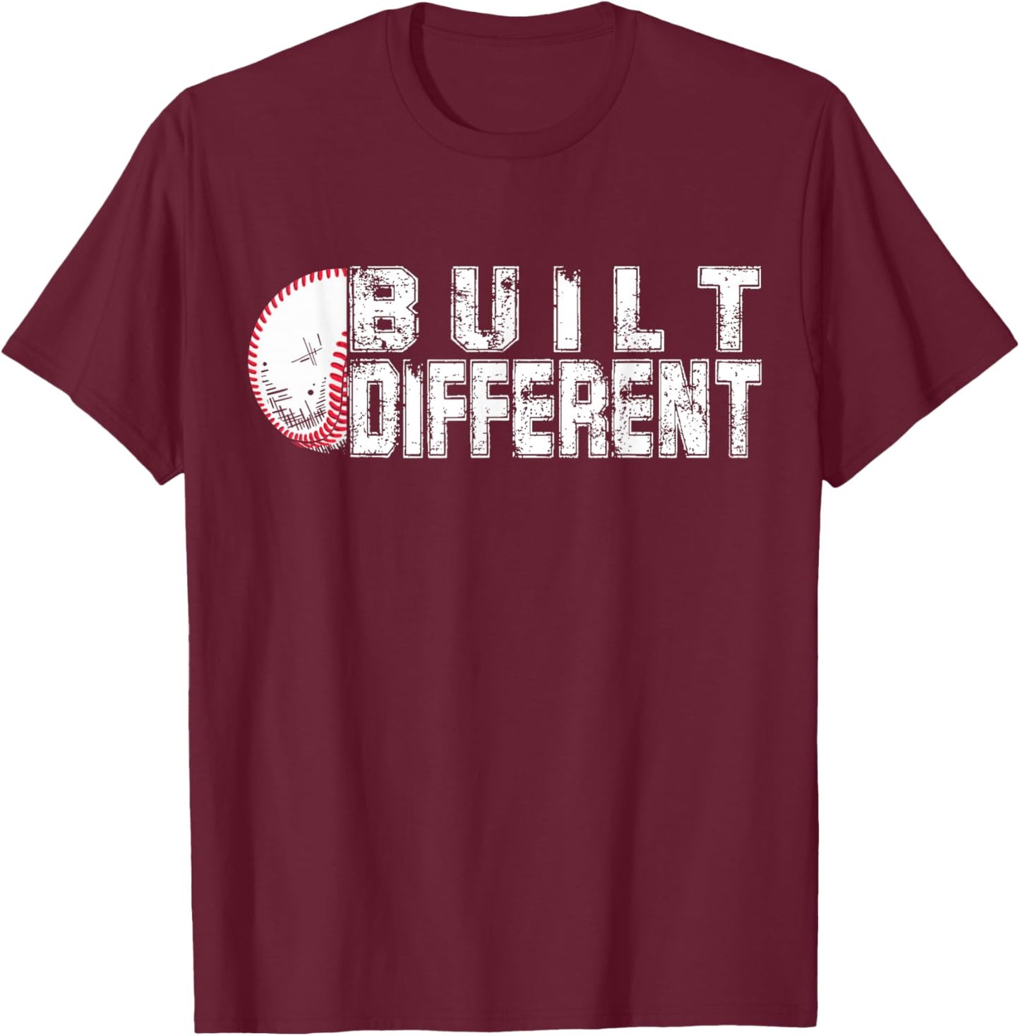 Built Different - Baseball Awsome T-Shirt - T-Shirt | Maroon
