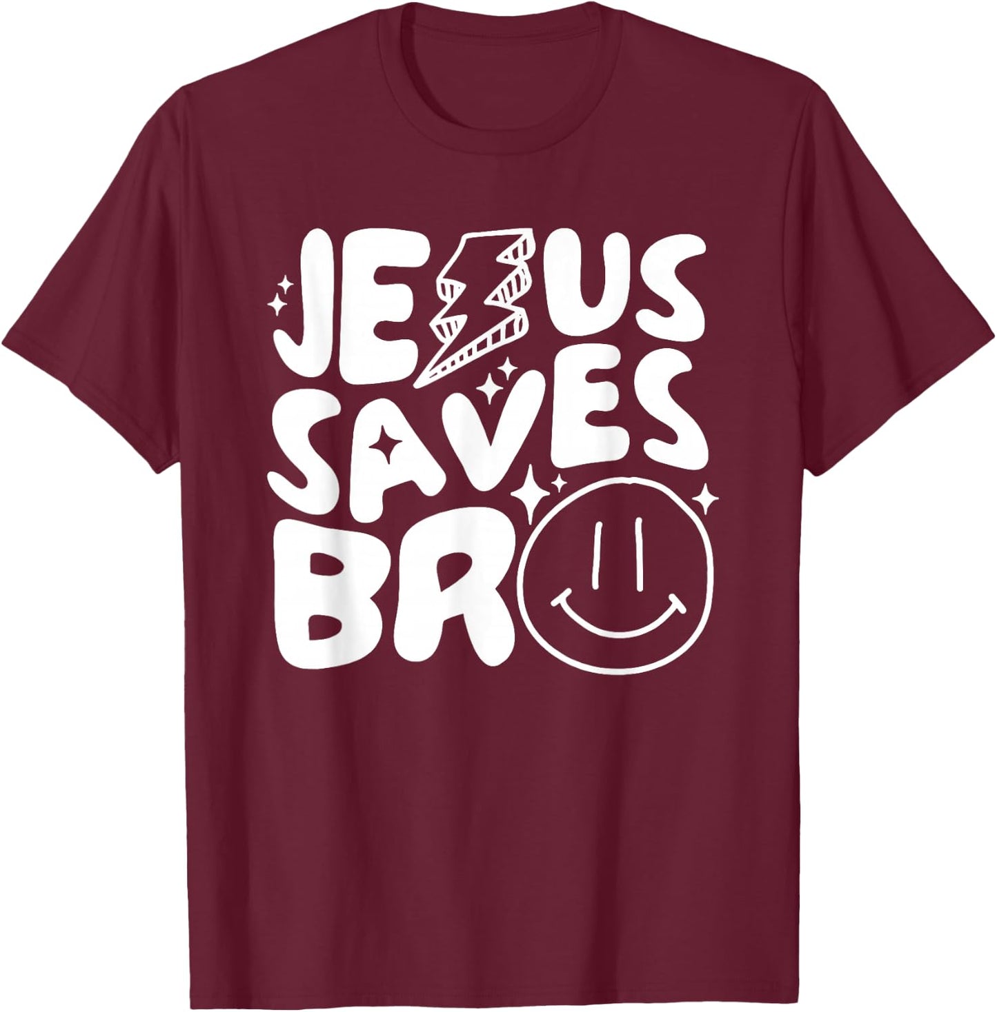 Jesus Saves Bro Kids Religious T-Shirt - T-Shirt | Maroon