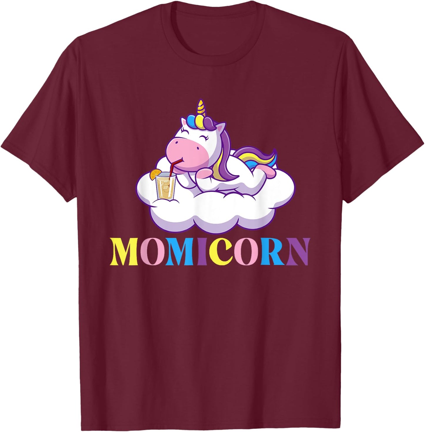 Momicorn - Rainbow Unicorn Mystical Creature Magical T-Shirt - T-Shirt | Maroon