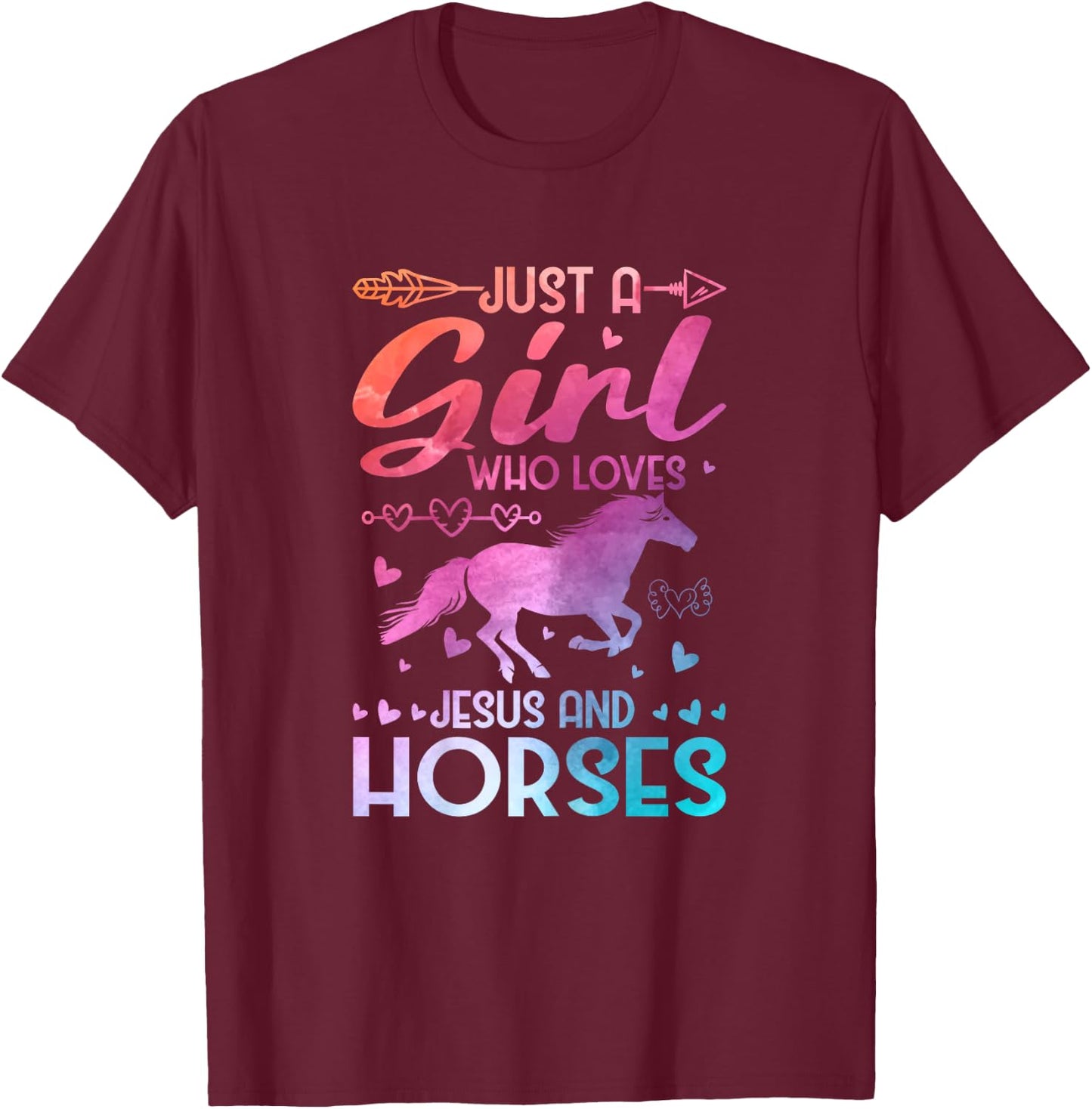Just A Girl Who Loves Jesus And Horses T-Shirt - T-Shirt | Maroon