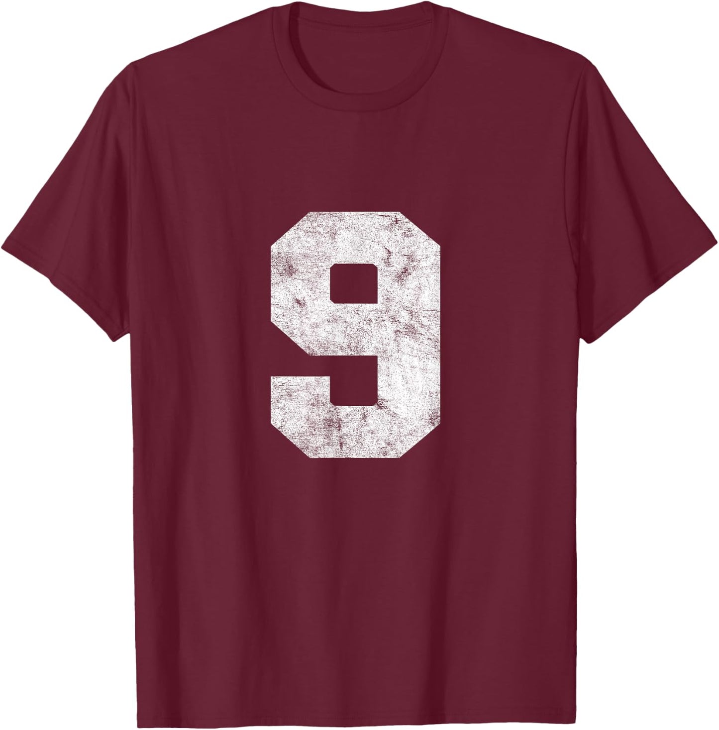 Vintage Lucky Number 9 Birthday Sports Player Team Athlete T-Shirt - T-Shirt | Maroon