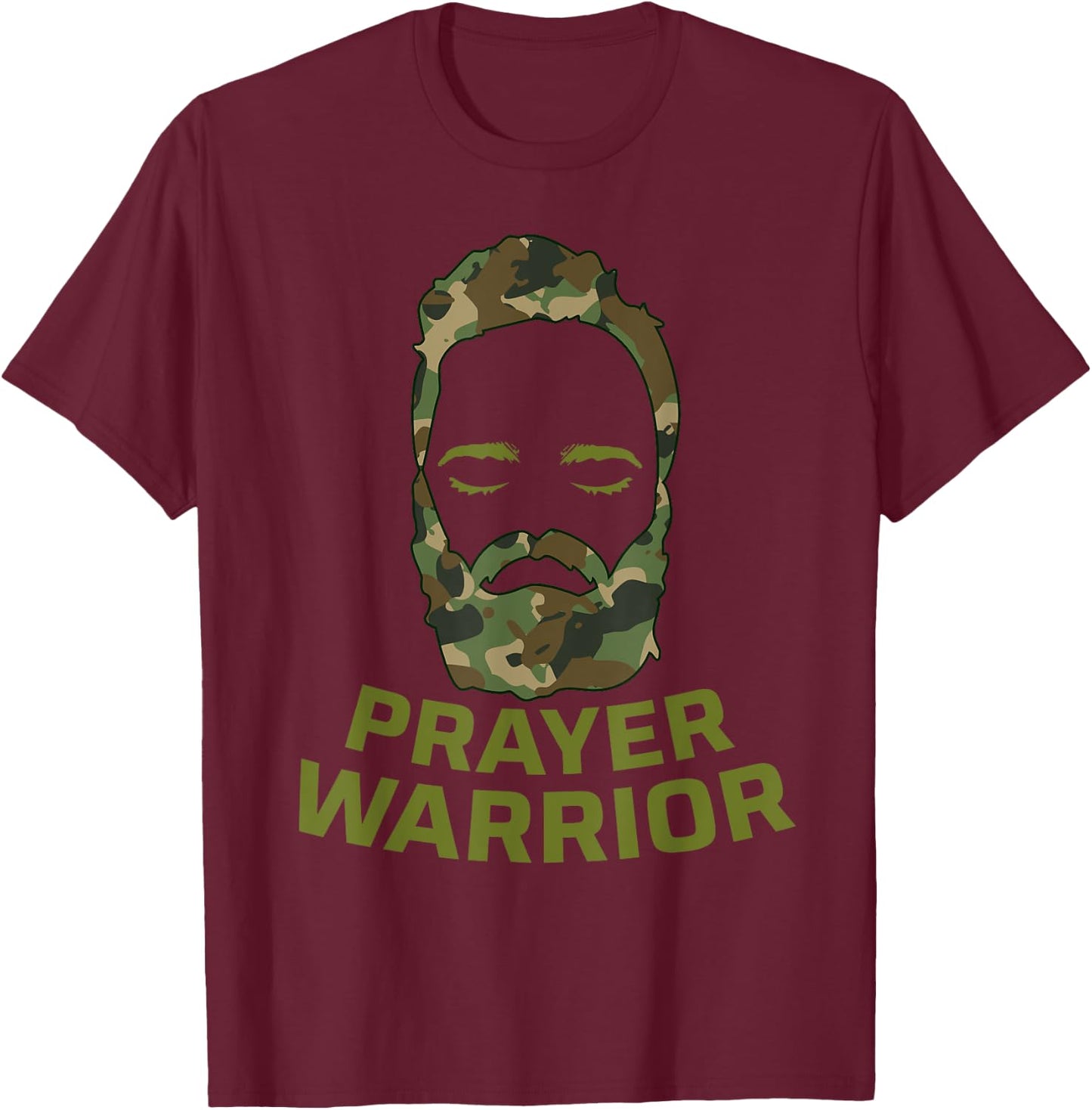 Prayer Warrior Men Camo God Jesus T-Shirt - T-Shirt | Maroon