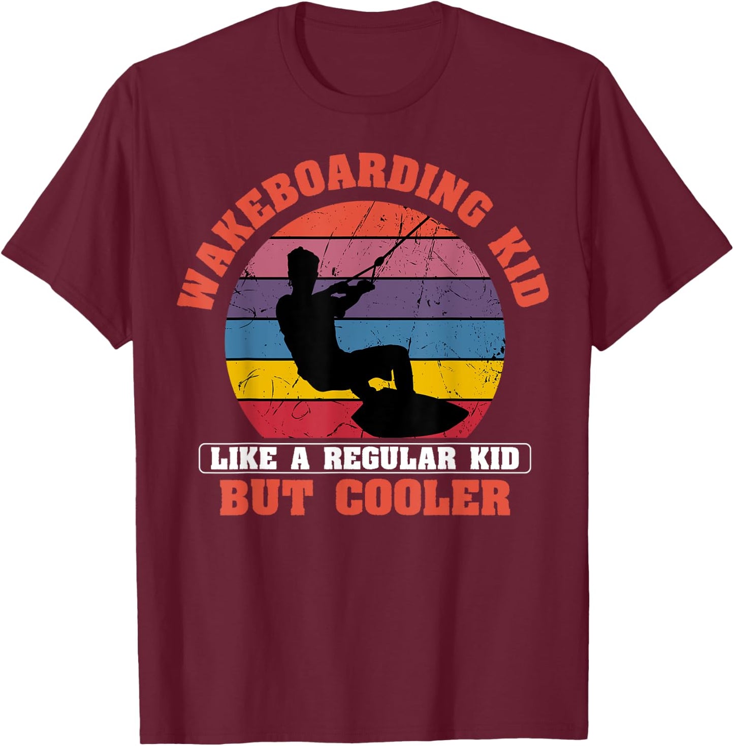 Wakeboarding Kid Retro Vintage Waterskiing Wakeboarder Sport T-Shirt - T-Shirt | Maroon
