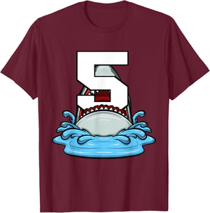 Sea Animals Birthday Kids Shark 5th Birthday Kids Boy T-Shirt - T-Shirt | Maroon