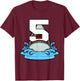 Sea Animals Birthday Kids Shark 5th Birthday Kids Boy T-Shirt - T-Shirt | Maroon