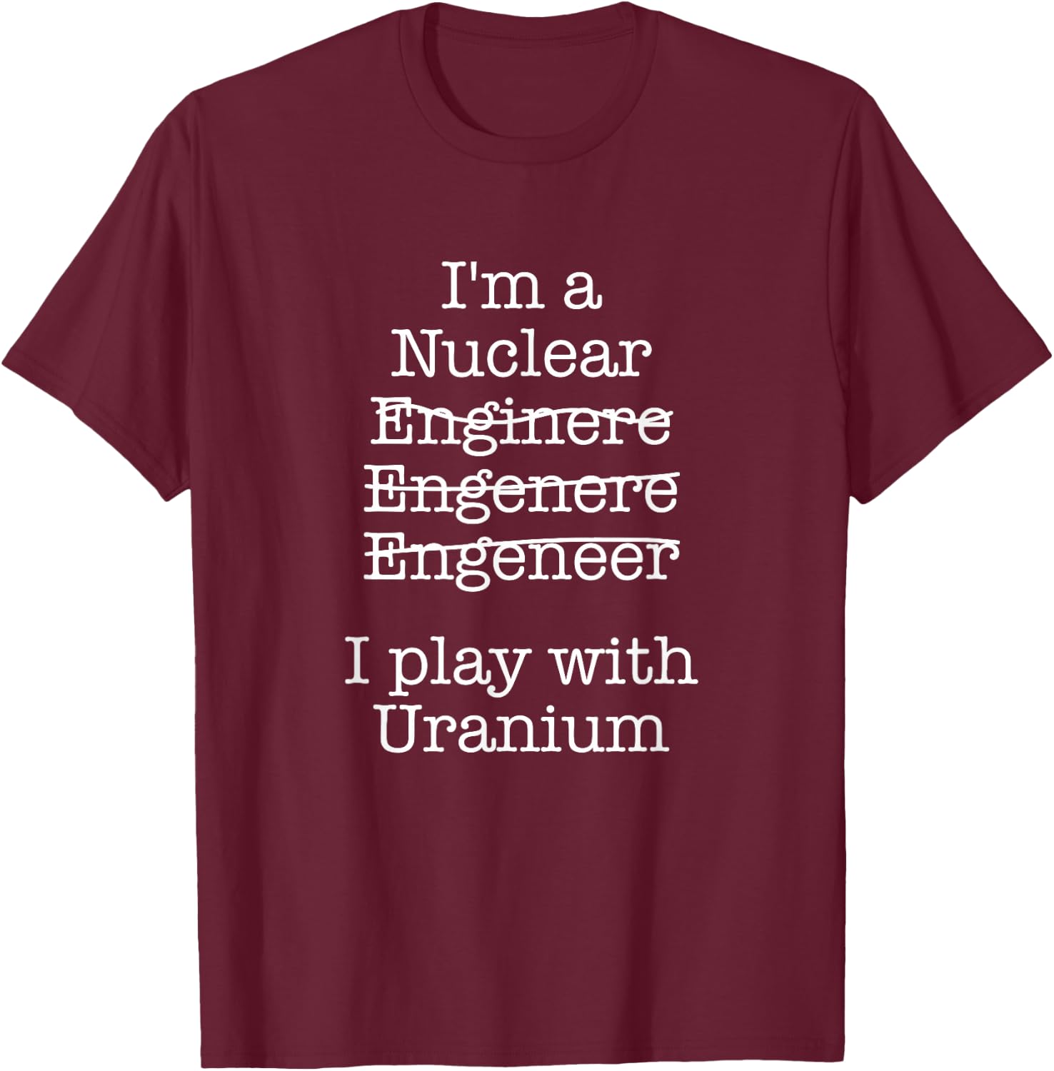 Nuclear Technician & Nuclear Plant Worker Outfit - Men's Black X-Small Classic Fit Short Sleeve Uranium Cotton with Unique Nuclear Reactor Design T-Shirt - T-Shirt | Maroon