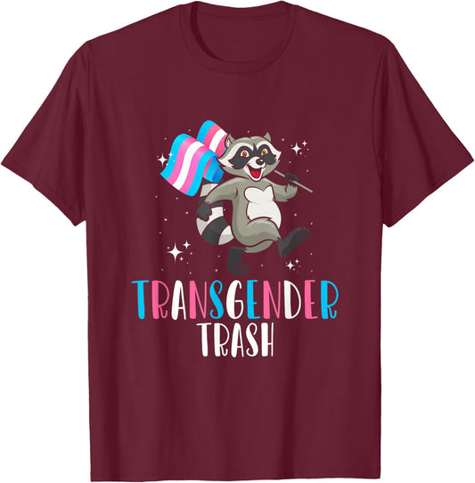 Transgender Trash Raccoon Opossum Funny LGBTQ Trans Pride T-Shirt - T-Shirt | Maroon