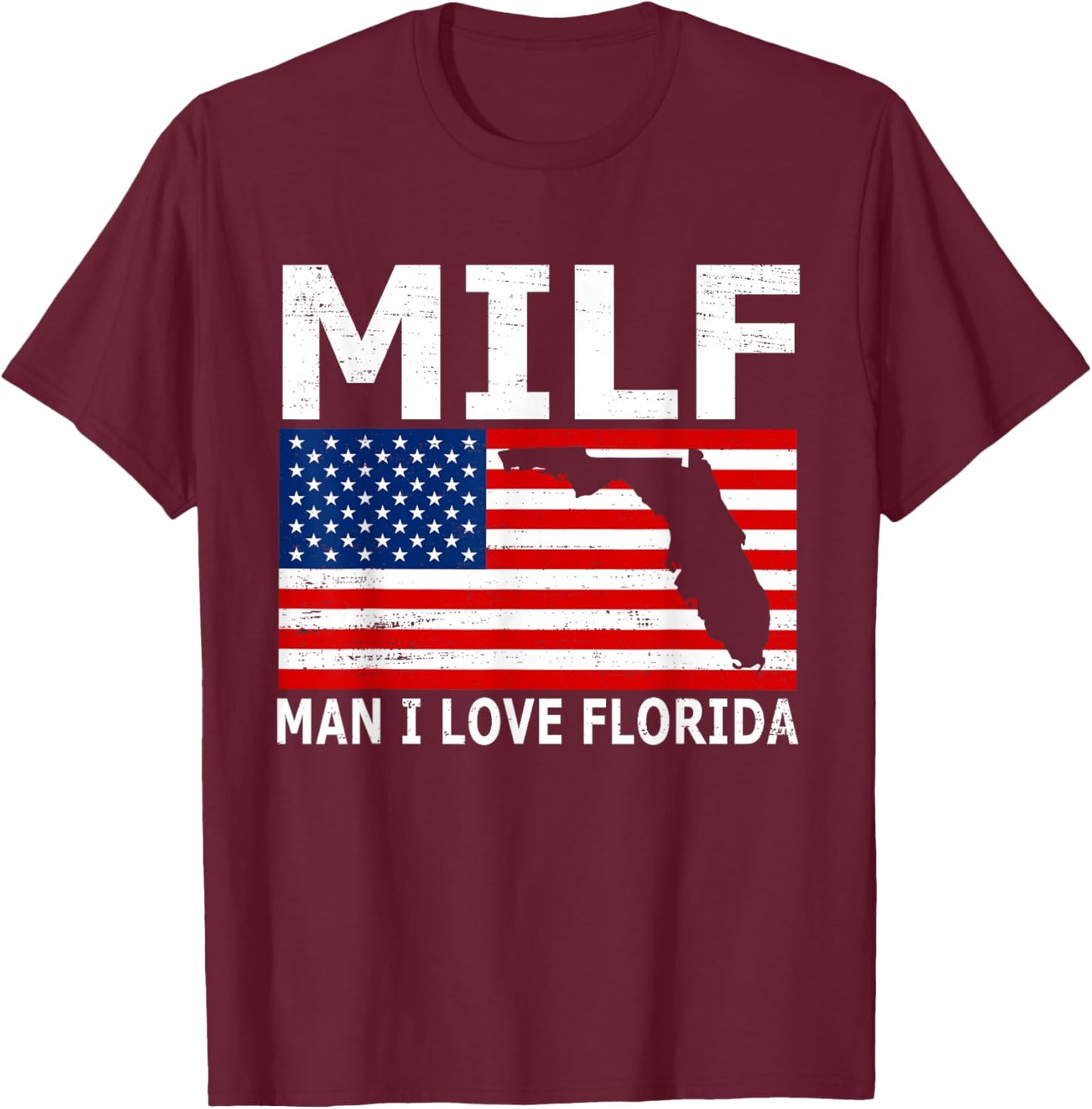 Man I Love Florida Vintage State USA Flag T-Shirt - T-Shirt | Maroon