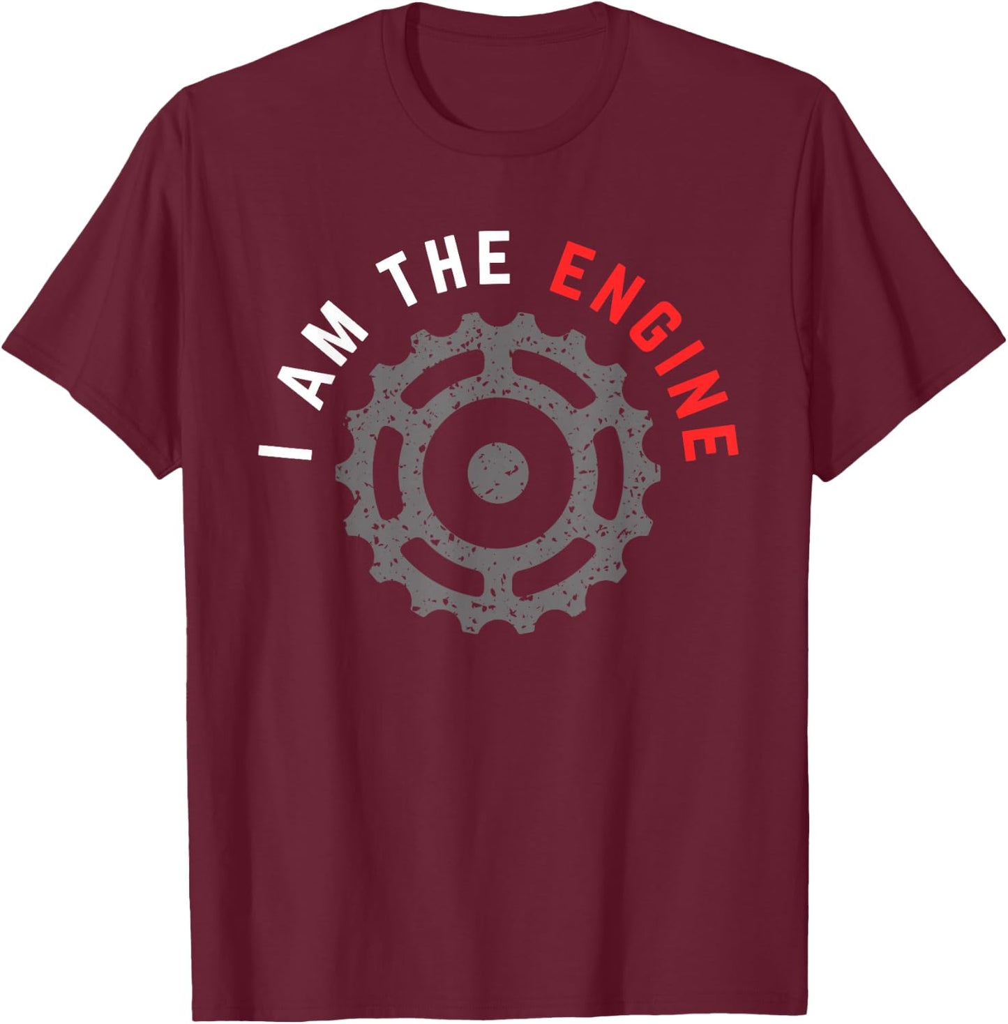 Grunge Mountain Bike I Am The Engine for MTB Trail Riding T-Shirt - T-Shirt | Maroon