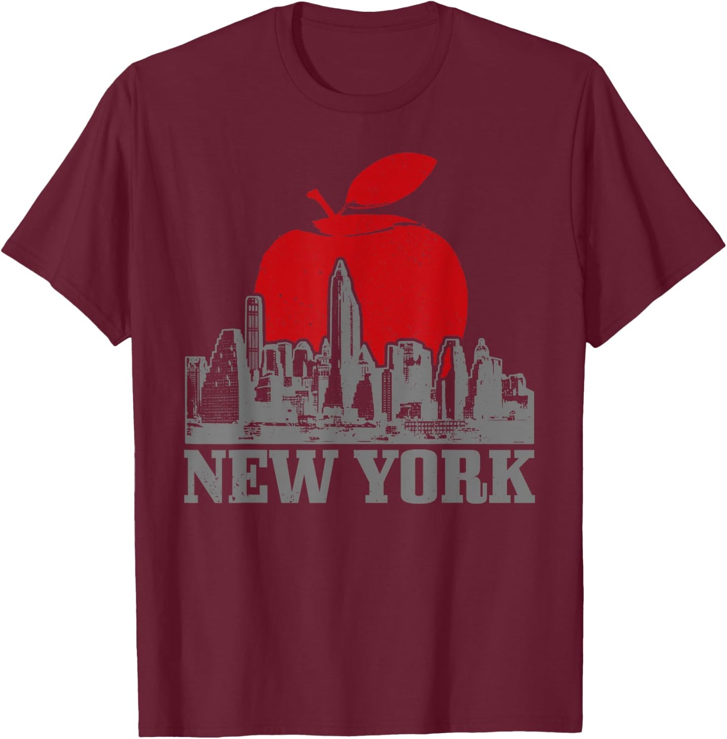 New York City Skyline Big Apple NYC NY Manhattan Souvenir T-Shirt - T-Shirt | Maroon