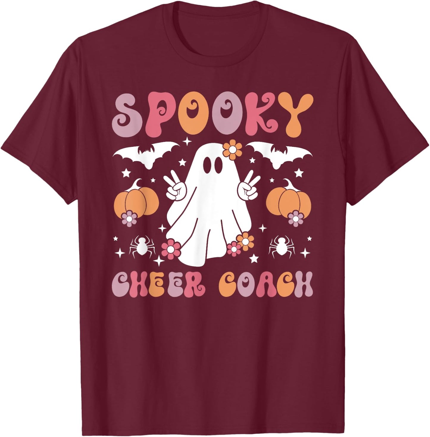 Spooky Cheer Coach Halloween Cheerleading Coach T-Shirt - T-Shirt | Maroon