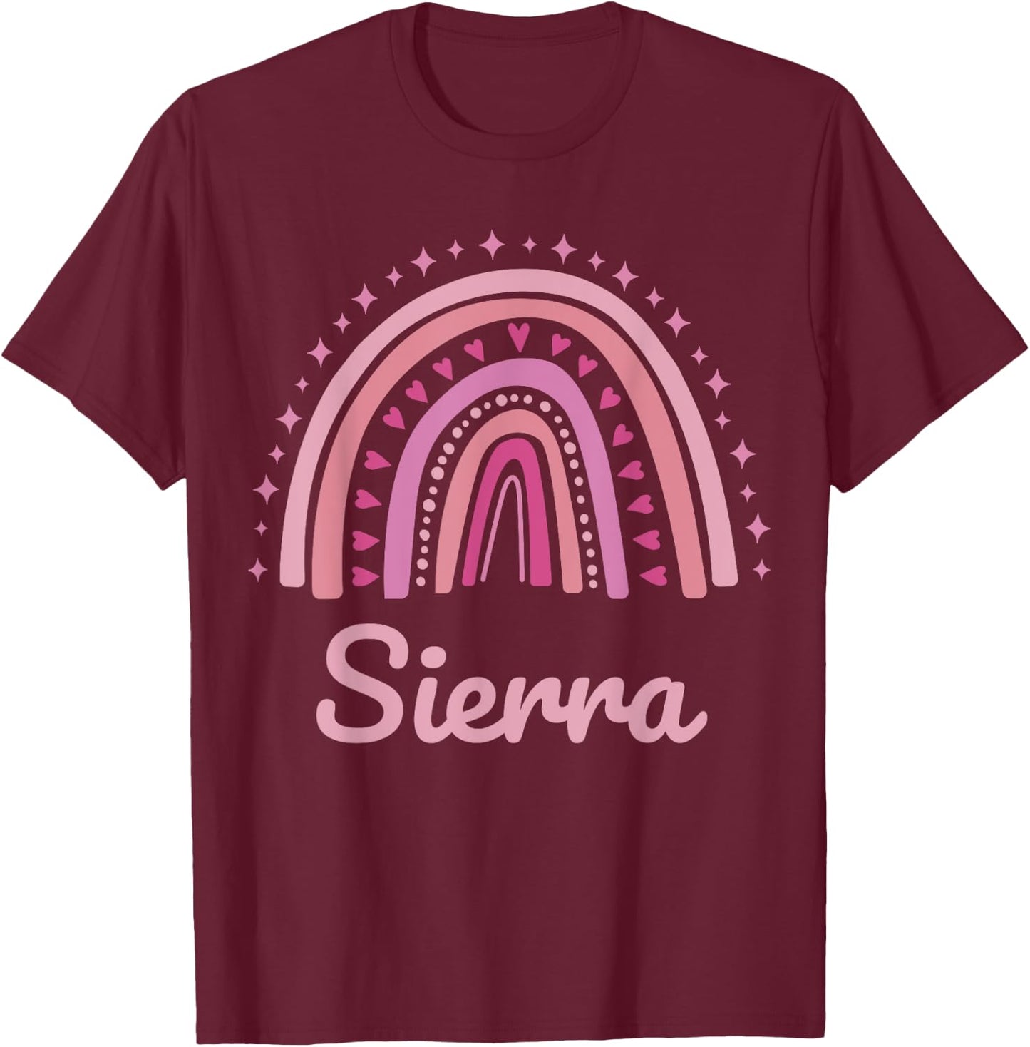 Sierra Name Personalized Funny Women Pink Rainbow Sierra T-Shirt - T-Shirt | Maroon