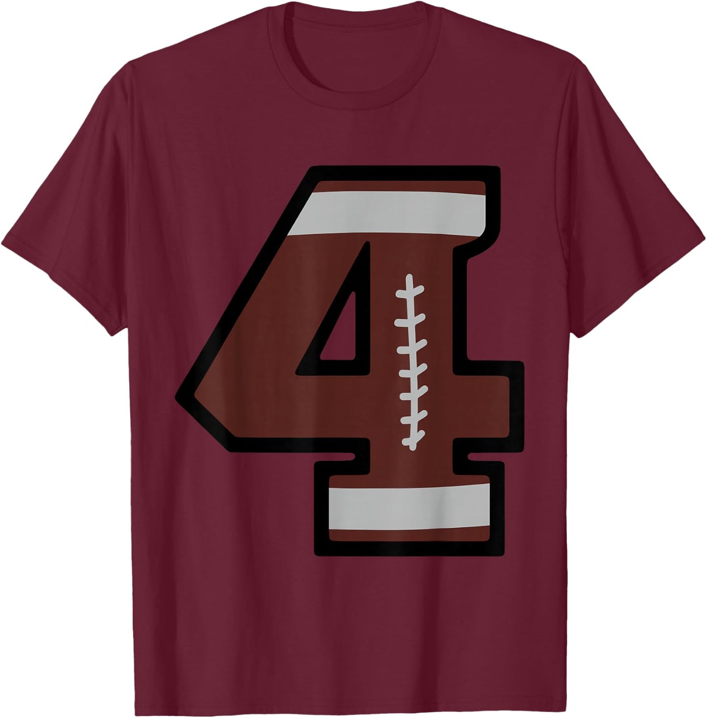 Number #4 Football T-Shirt - T-Shirt | Maroon
