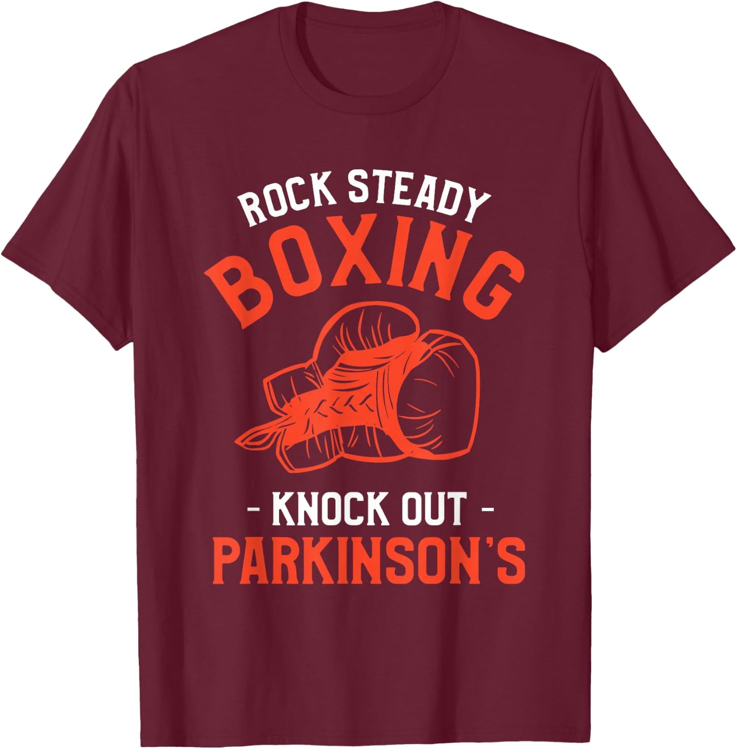 Rock Steady Boxing Knock Out Parkinson's Awareness T-Shirt - T-Shirt | Maroon