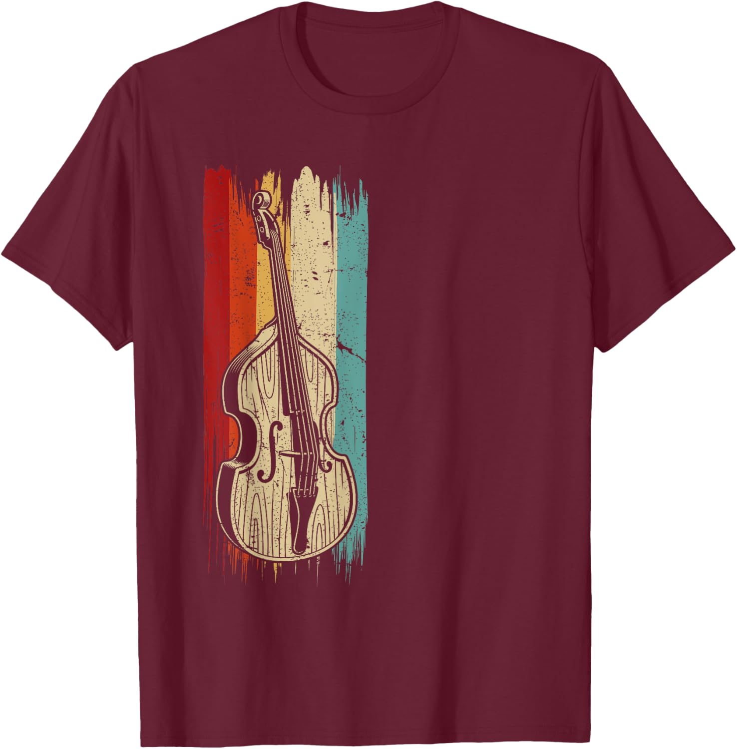 Stand Up Bass Gifts & String Bass Player Stuff Upright Bass Graphic, Retro Double Bass Fiddle T-Shirt - T-Shirt | Maroon