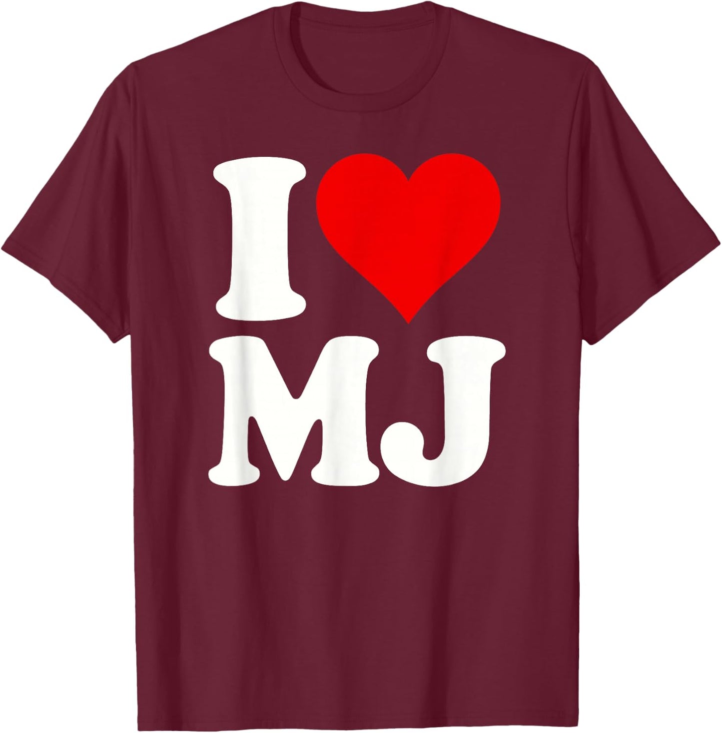 I Love Heart Mj M J M.j. T-Shirt - T-Shirt | Maroon
