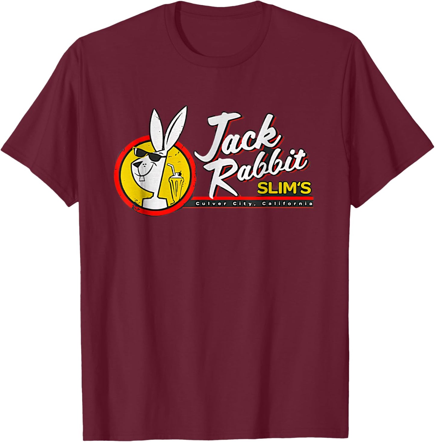 Rabbit Jack Slim's Pulp Los Angeles Restaurant Retro Vintage T-Shirt - T-Shirt | Maroon