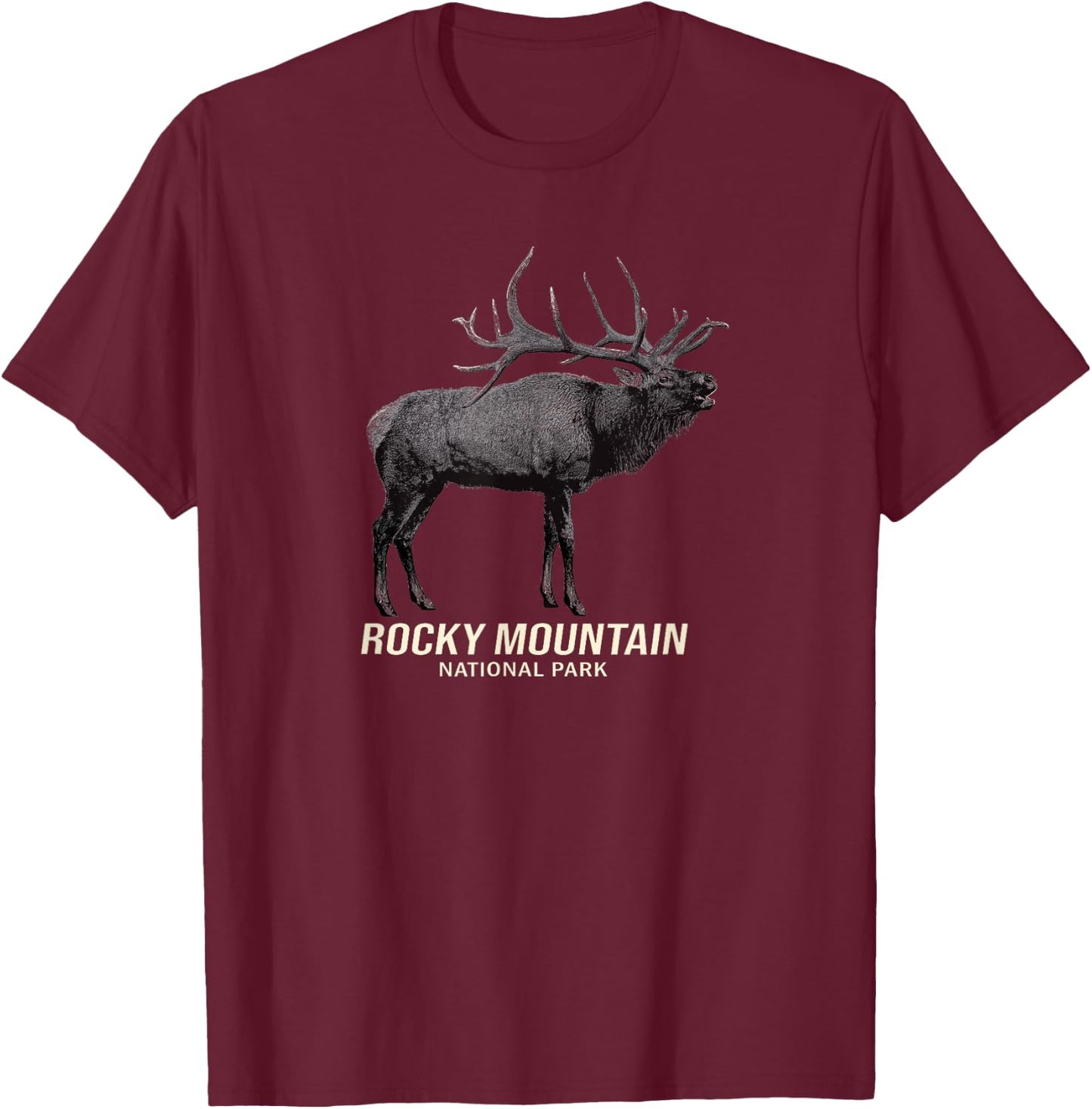 Rocky Mountain National Park Moose Graphic T-Shirt - T-Shirt | Maroon