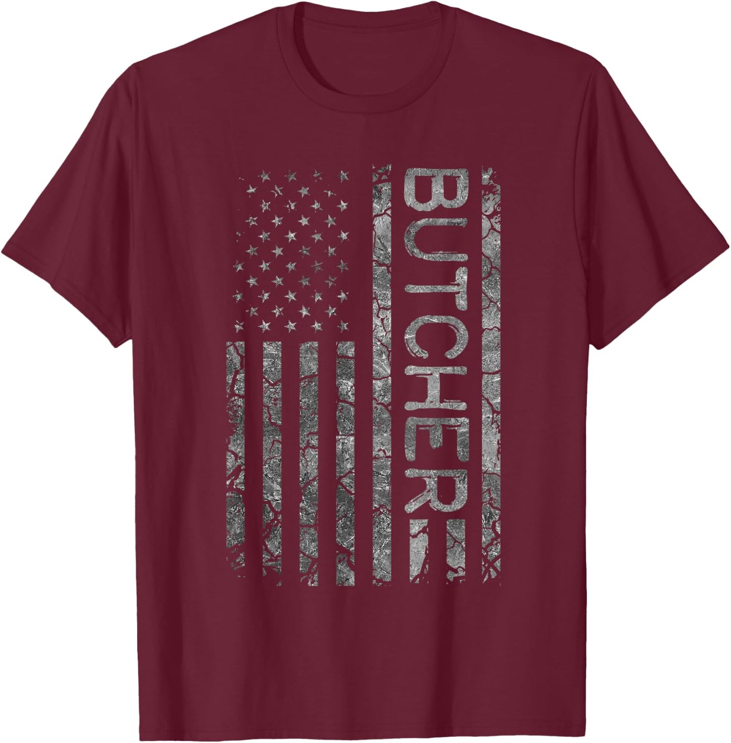 Butcher Funny Job Title Worker American Flag Butcher T-Shirt - T-Shirt | Maroon
