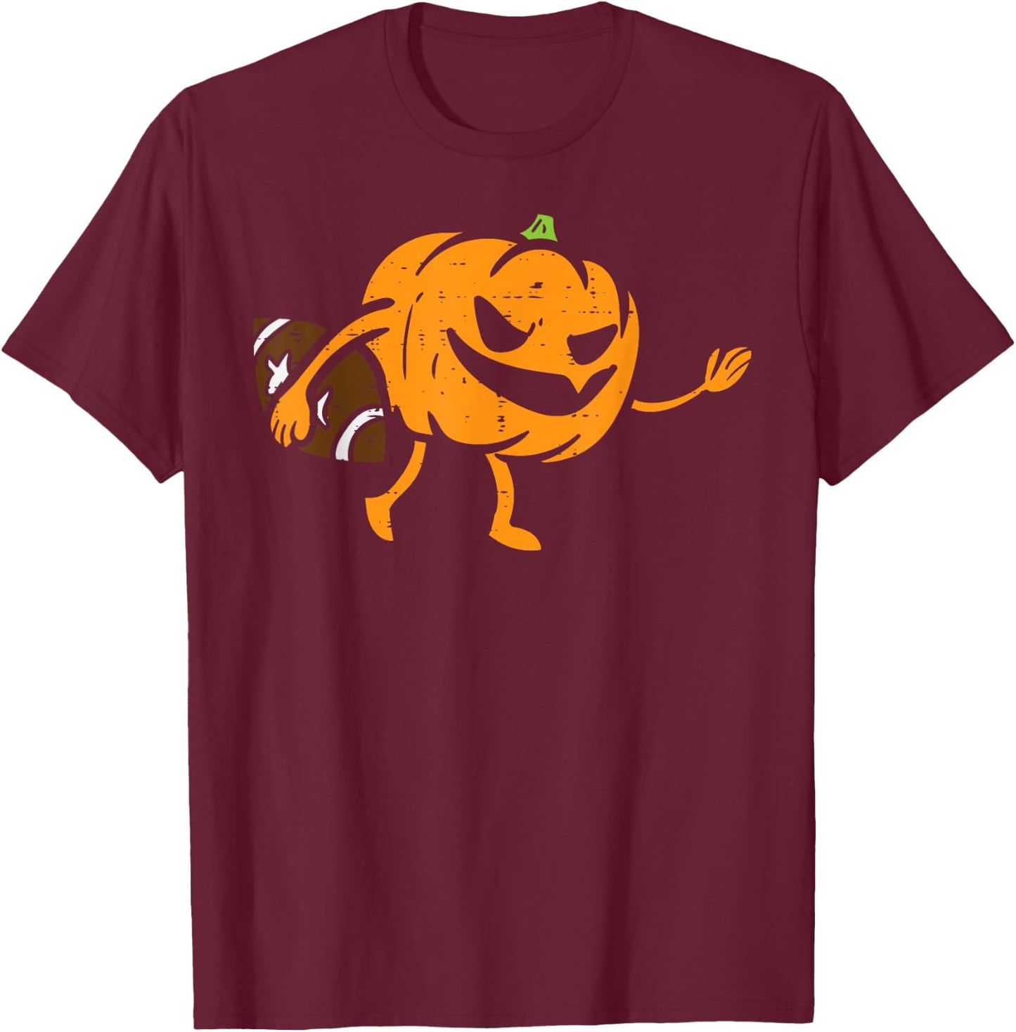 Pumpkin Football Halloween Costume Sport Men Boys Kids T-Shirt - T-Shirt | Maroon