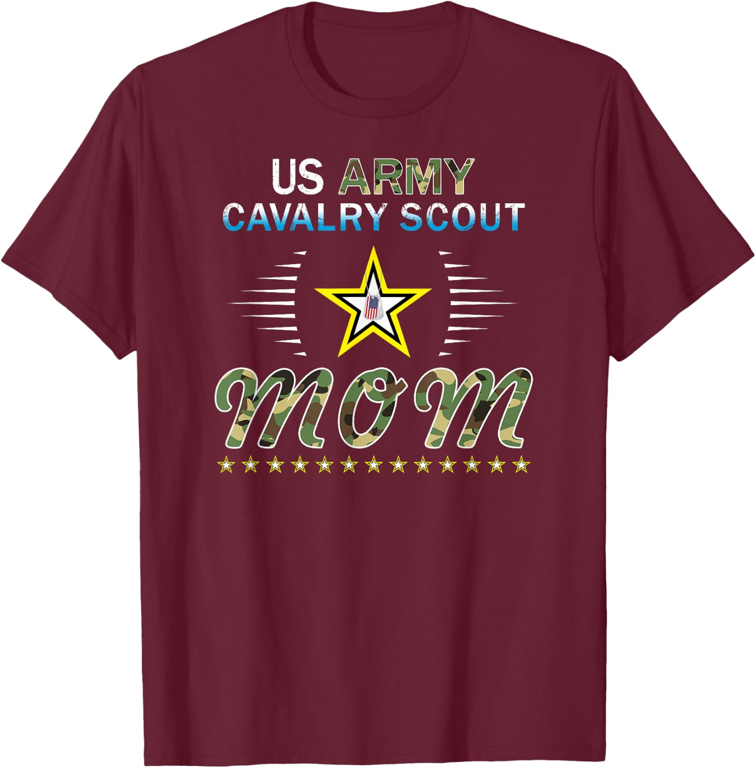 Proud Army Mom-Proud Army Cavalry Scout Mom Camouflage Army T-Shirt - T-Shirt | Maroon
