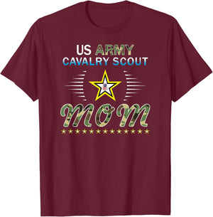 Proud Army Mom-Proud Army Cavalry Scout Mom Camouflage Army T-Shirt - T-Shirt | Maroon