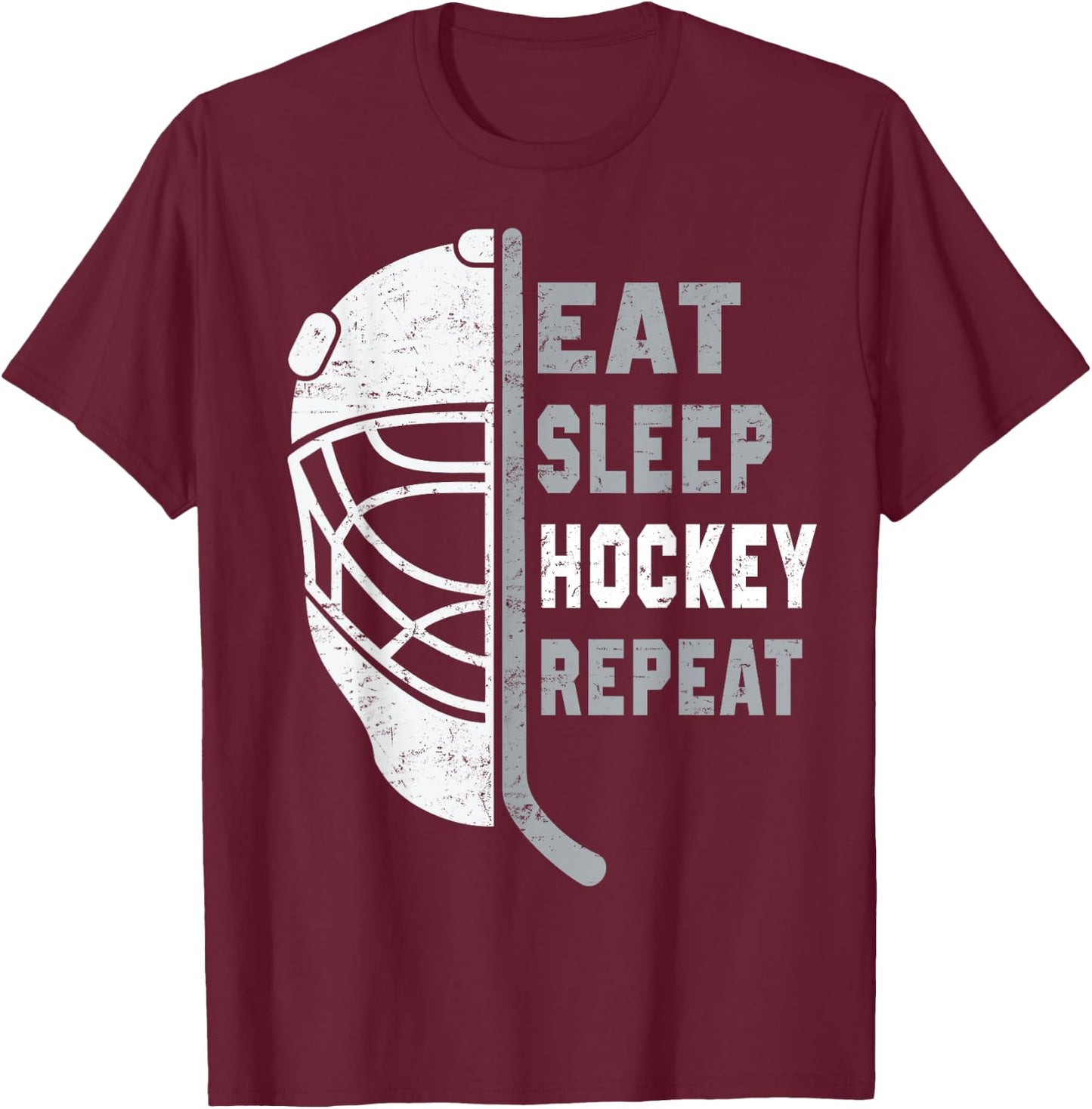 Eat Sleep Hockey Repeat Hockey Lovers Kids Youth Women T-Shirt - T-Shirt | Maroon