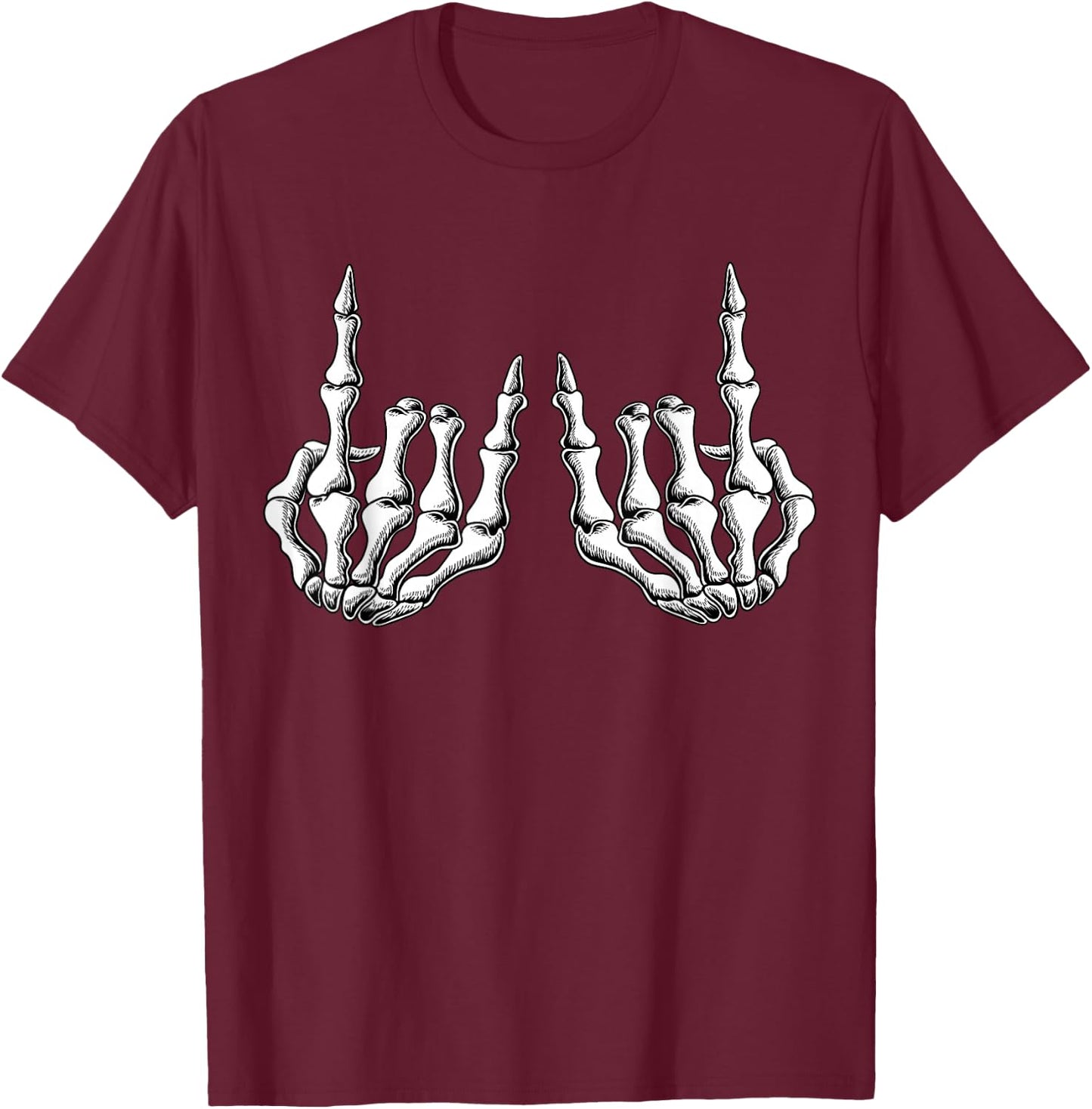 Rock On Skeleton Hand Rock & Roll Rock Band Men Halloween T-Shirt - T-Shirt | Maroon