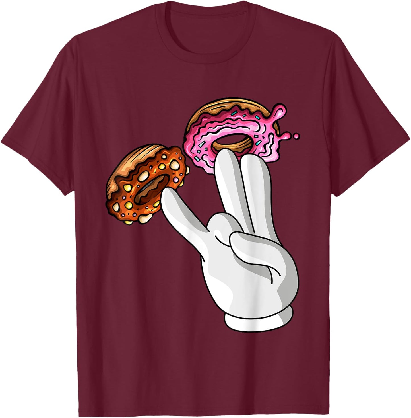 Funny Donut Lover Two In Pink Funny Shocker Men Women T-Shirt - T-Shirt | Maroon